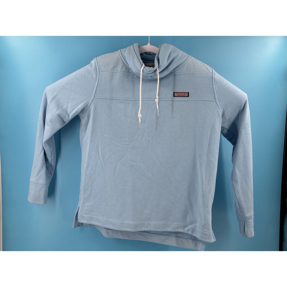 Vineyard Vines Women’s Medium Light Blue Cowl Neck Pullover Hoodie Thumbholes